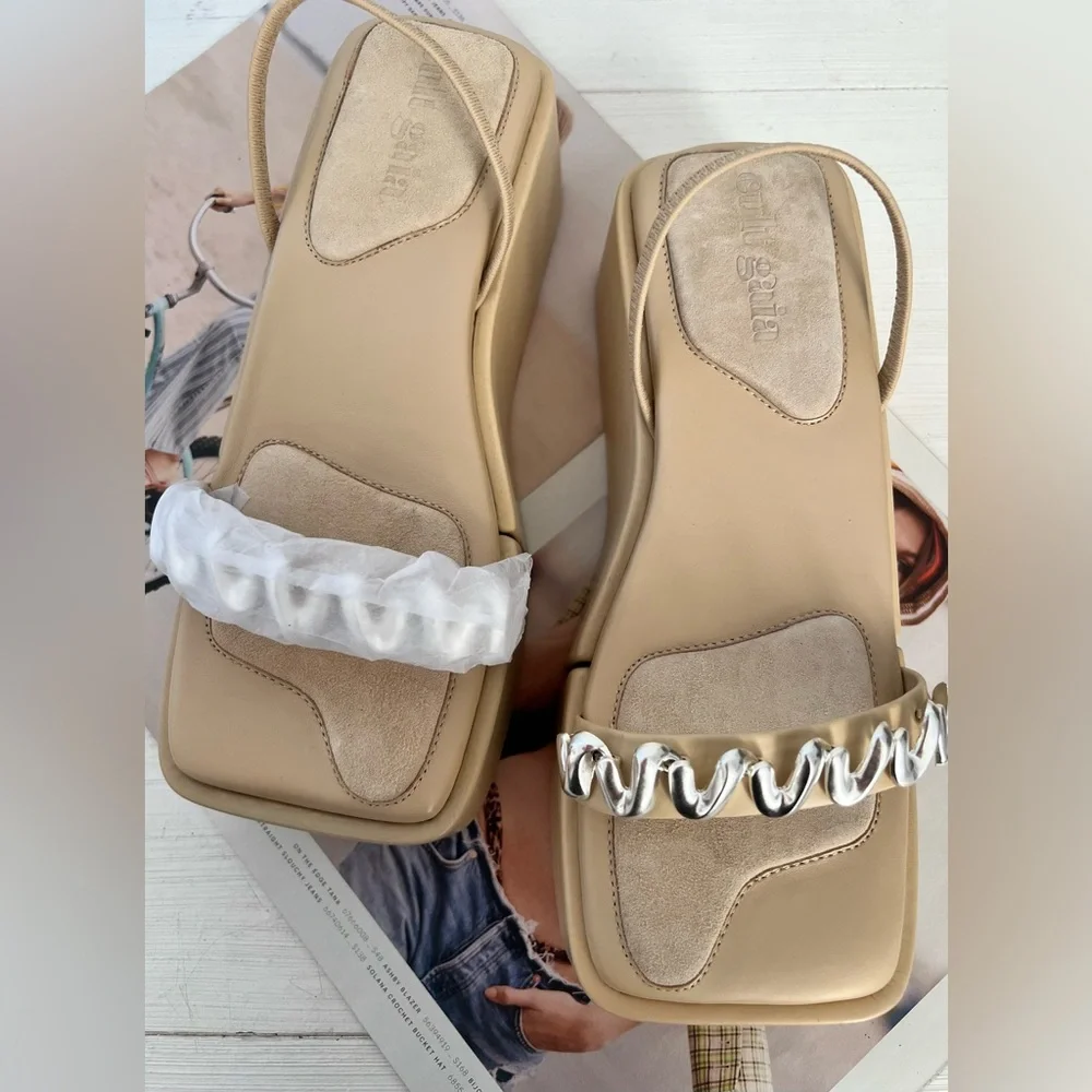 Cult Gaia platform beige sandals